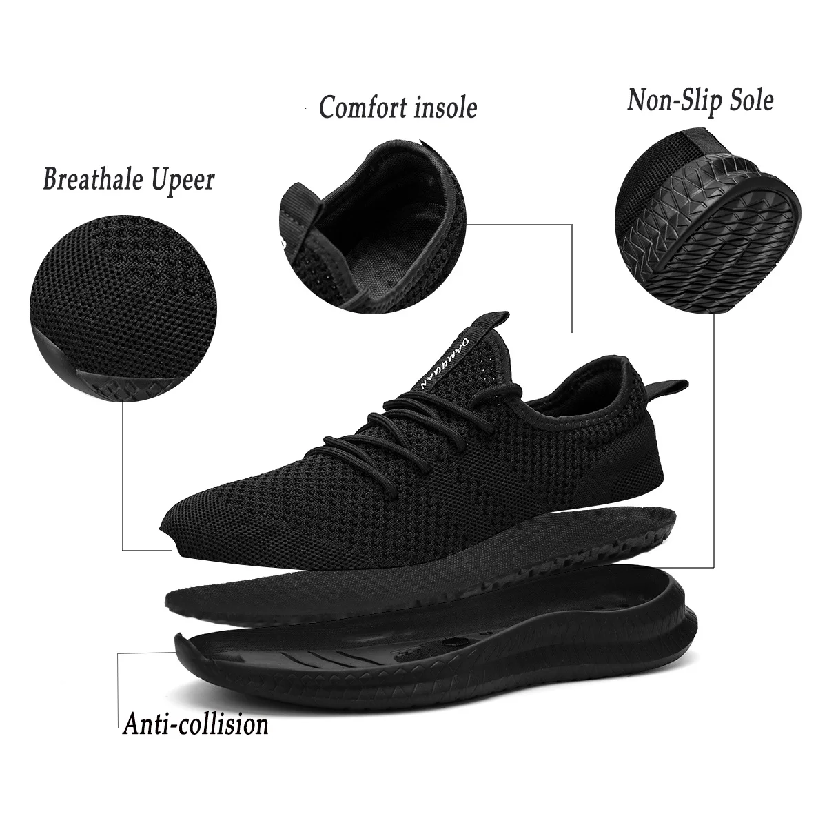 Damyuan Lightweight jogging shoes Male Sneakers Breathable Fashion Gym Casual Light Walking Plus Size Footwear Zapatillas Hombre