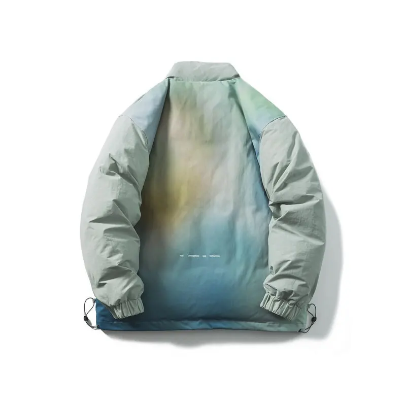 Winter American Men's Down Jacket Back Gradient Pattern Loose White Duck Down Jacket Men's Couple Workwear Padded Jacket