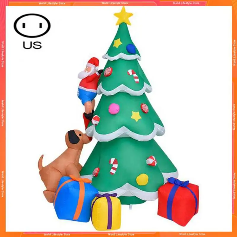 

Christmas Decoration 2.1m Inflatable Spree Christmas Tree Inflatable Doll Santa Claus Puppy With Bright LED Lights Home Props