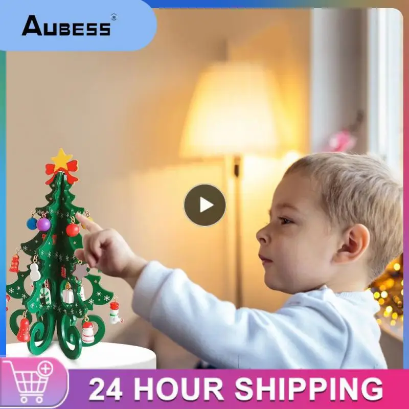 

5/8/10PCS Mini Children Handmade Diy Christmas Tree Stereoscopic Desktop Christmas Tree Decoration Interesting Wooden Home Decor