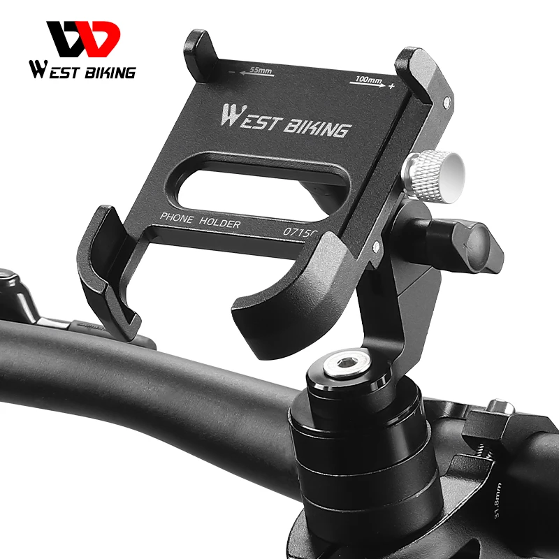

WEST BIKING Bicycle Mobile Phone Holder Aluminum Alloy Anti Slip Stand 360 Degree Adjustable Handlebar Mount Cycling Accessories