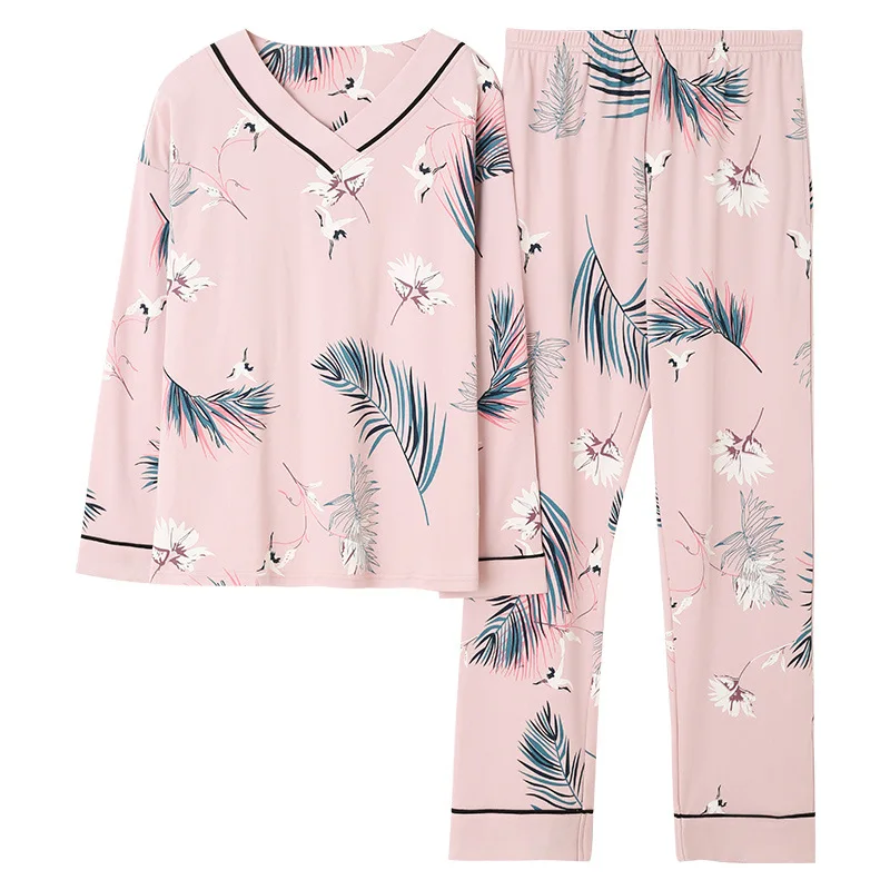 Spring and Autumn Women's Pajamas Long Sleeve Two-piece Loose Home Wear Pajamas for Women Sleepwear Sleep Tops Pijamas Women
