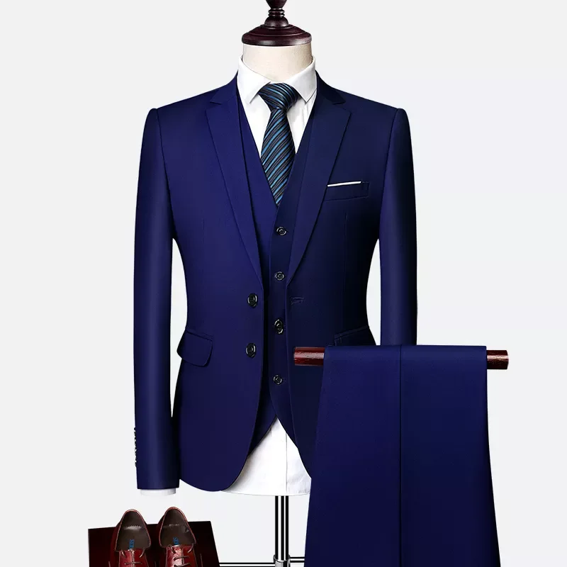 

Wedding Suit Men Dress Korean Slims Men's Business Suit 3 Pieces Blazers + Pants + Vest Formal Suit Tuxedo Groom Suit Regular