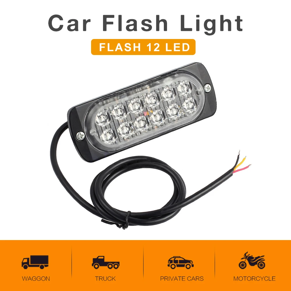 

12 В/24 В 36 Вт 12 Светодиодный ная Автомобильная Стробоскопическая световая полоса 6500K Универсальная деталь автомобильный Грузовик аварийный ...