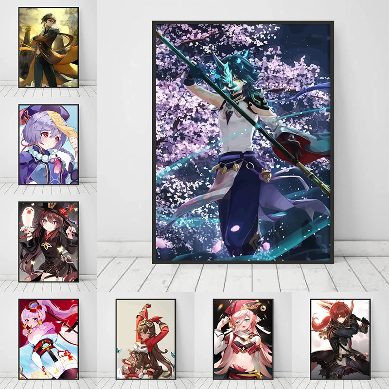 

Постер с персонажами аниме Genshin Impact-картина с HD принтом, настенная Картина на холсте, современная картина для украшения гостиной и спальни