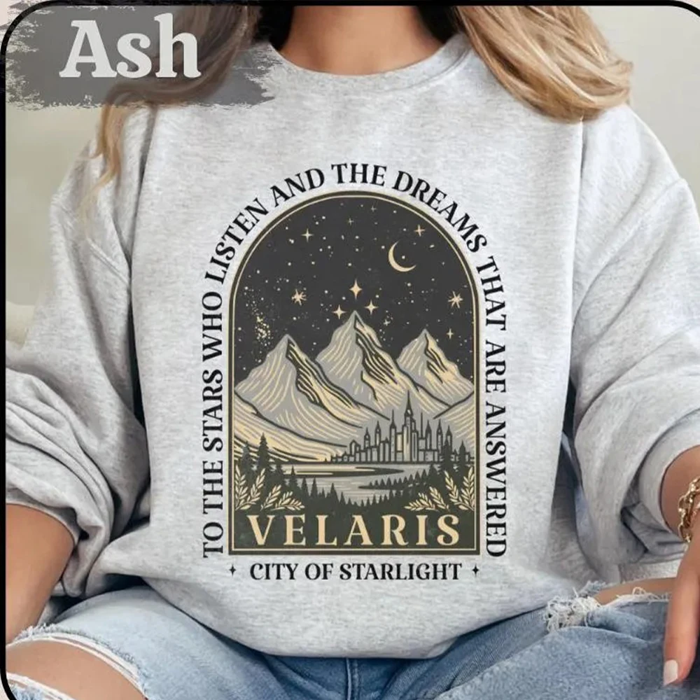 Фото Толстовка Velaris Acotar для женщин, свитер City of Starlight, винтажный свитер с круглым вырезом в ночном стиле, уличная одежда №5