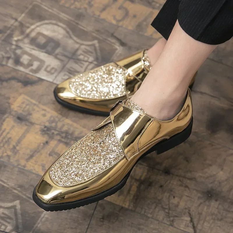 Shoes Men Casual Man Men's Summer Shine Gold Dress Patent Leather For Mens Moccasins Business Pointed Bussiness Luxury