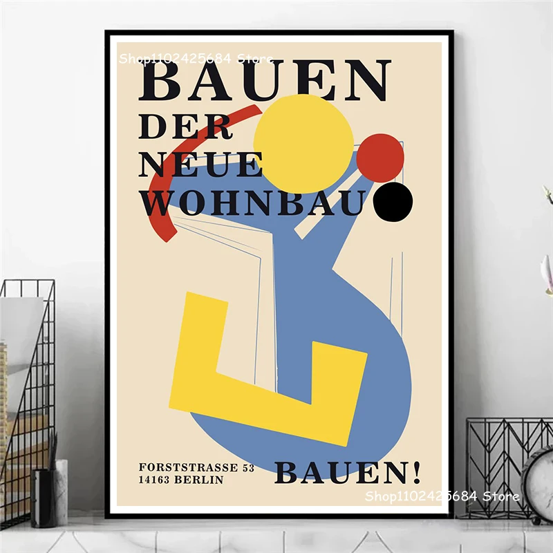 Bauhaus выставочный плакат Винтажный дизайн печать на холсте живопись современный
