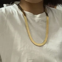 fashion big width 10mm flat herringbone choker necklace for women men punk gold filled snake long thick chain 14inch 30inch