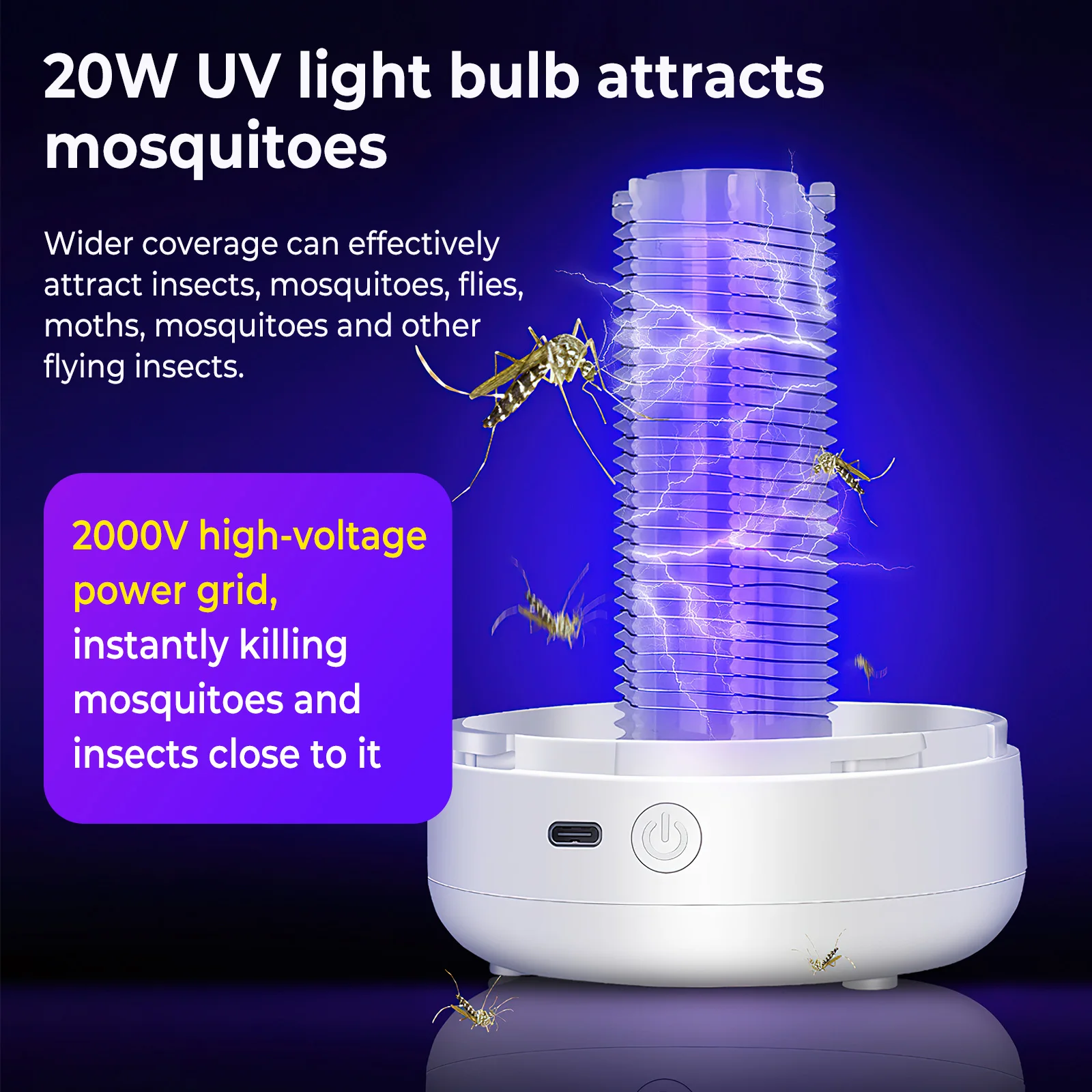 УФ-лампа от комаров с зарядкой USB