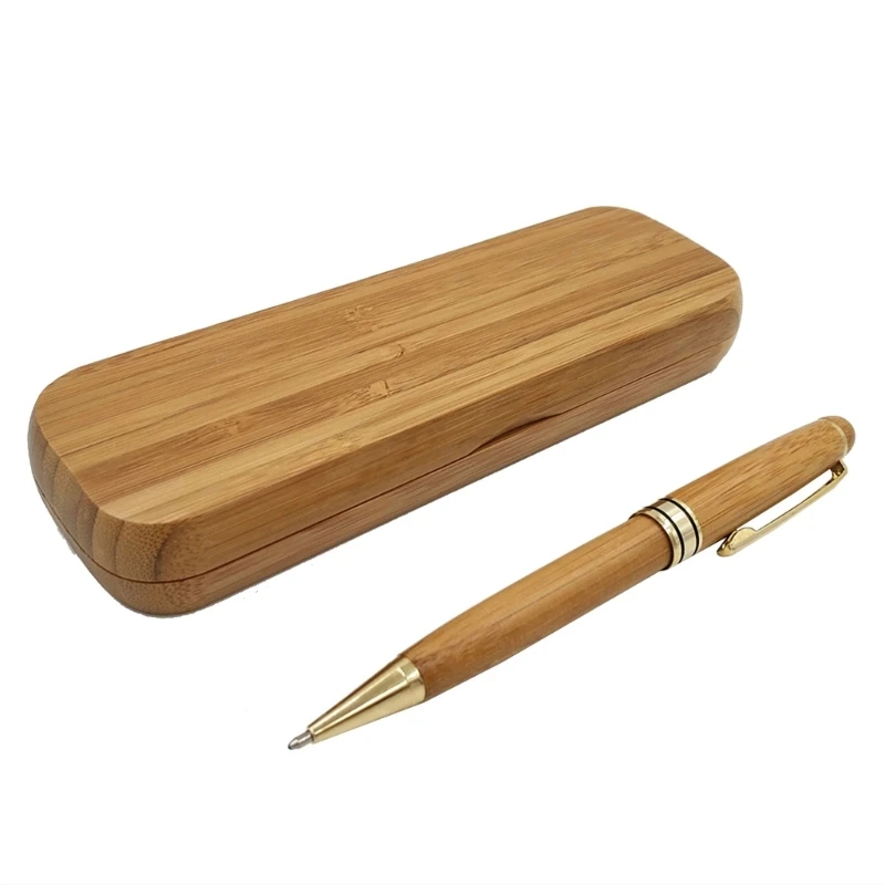 

co231 1PC Bamboo Wood Handle Pen Rollerball Pen Business Office Ballpoint Pen Luxury Stationery Gifts Writing