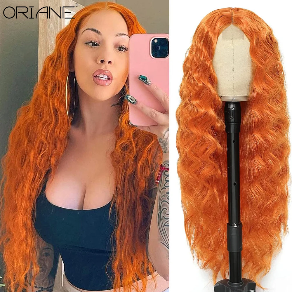 

ORIANE Synthetic Ginger Orange Brazilian Wig For Women Lace Long Curly Hair High Temperature Resistance Cosplay/Daily/Party