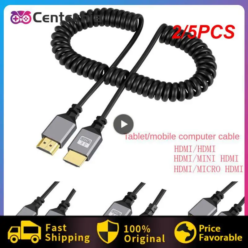2/5 шт. Micro mini HDMI-совместимый с HDMI спиральный удлинитель гибкий кабель