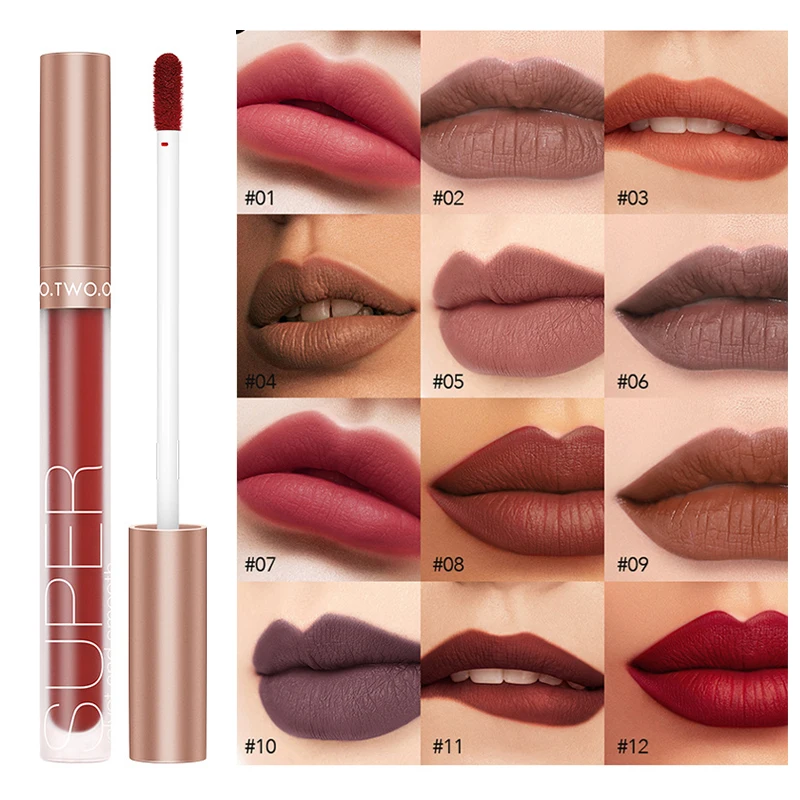 

12 Colors Liquid Lipstick Matte Velvet Lip Gloss Cosmetic Lightweight Lip Glaze Long Lasting Lip Tint Waterproof Lips Makeup