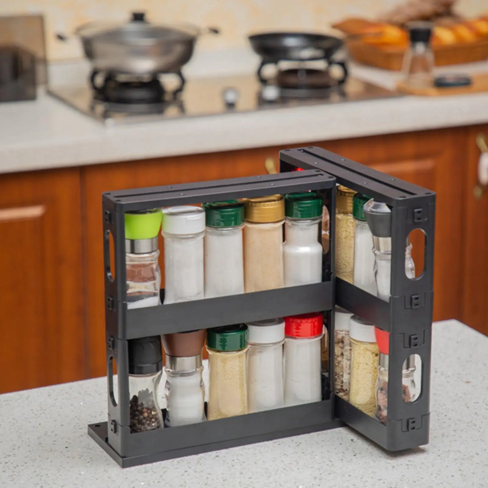 

90 Degree Rotating Turntable Organizer Vanity Tray Rotating Spice Rack for Fridge Cabinet Kitchen Bathroom Countertop