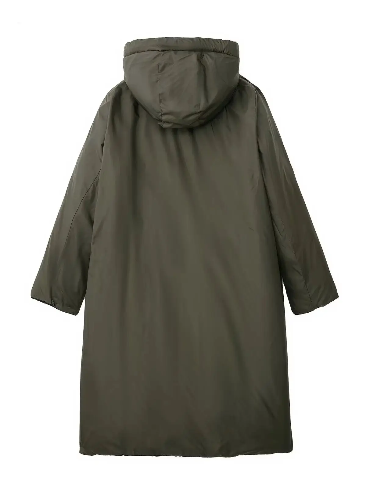 Winter Women's Black Two Wear Hooded Zipper Long Sleeve Loose Long Cotton Jacket Warm Fashion