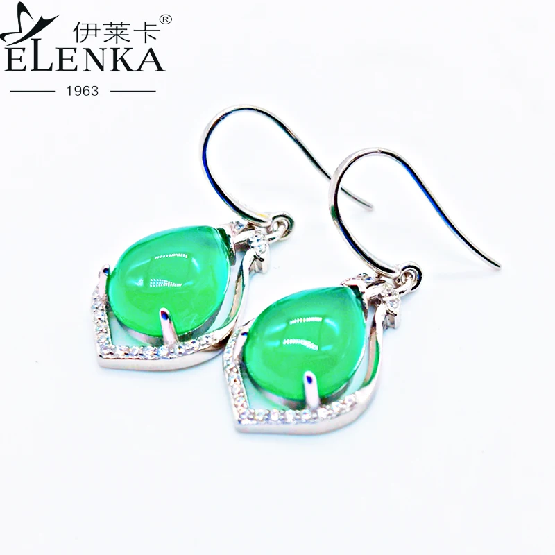 

Женские серьги из серебра 925 пробы, с нефритовым и зеленым кристаллами