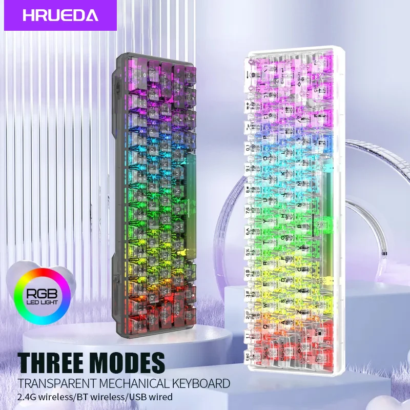 K30Pro механическая клавиатура, переключатели, белый прозрачный корпус, RGB, пользовательская Bluetooth клавиатура, игровая Беспроводная клавиатура для ПК, геймера