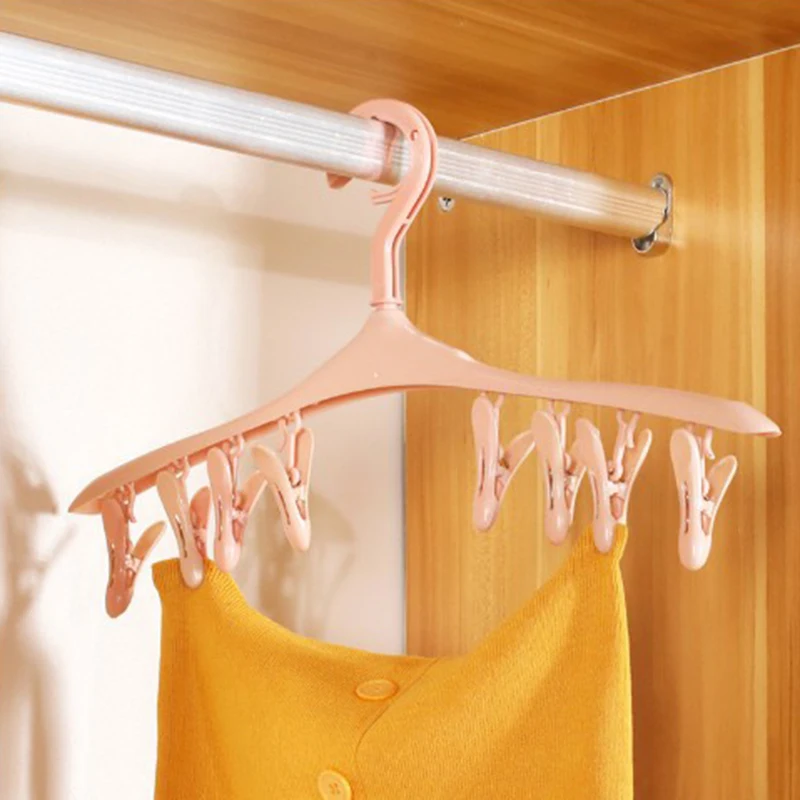 

8 clip windproof snap multifunctional baby clothes hanger clothes drying rack socks underwear clothes drying rack multi color