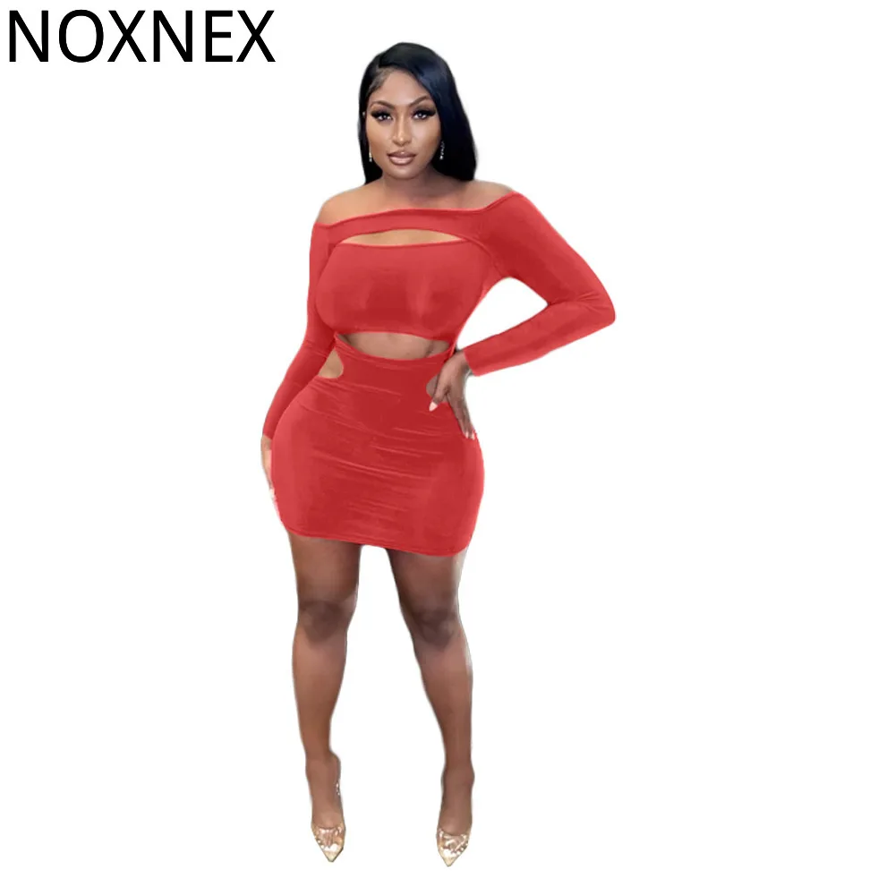 

NOXNEX Rockmore Short Dress Gothic Bodycon Criss Cross Bandage T-shirt Women Long Sleeve Hollow Out Dresses Tees Autumn