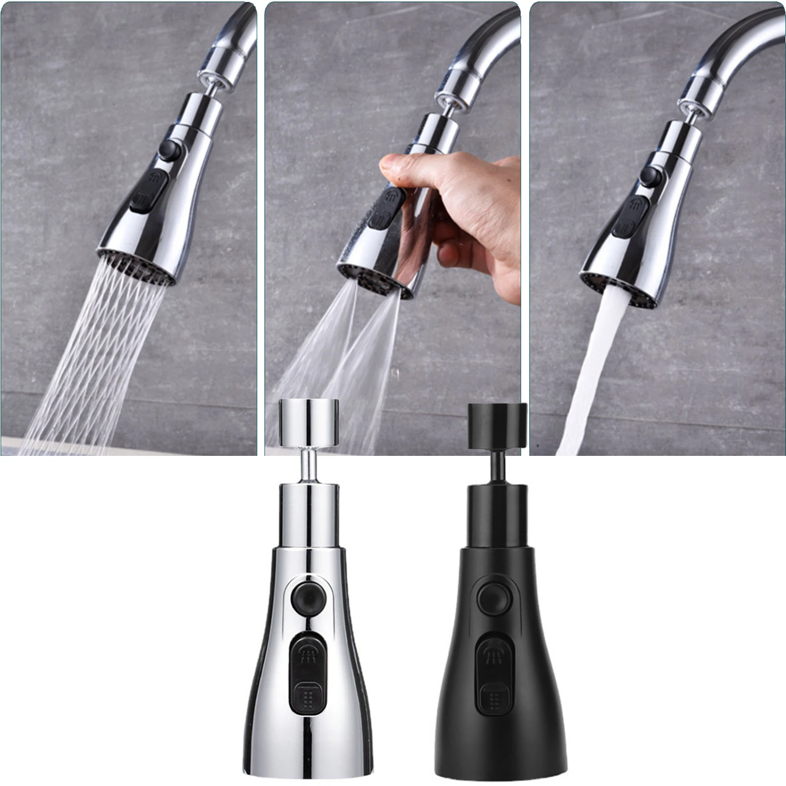 

Innovative Kitchen Faucet ABS + Stainless Steel Splash-Proof Universal Tap Shower Water Rotatable Filter Sprayer Nozzle