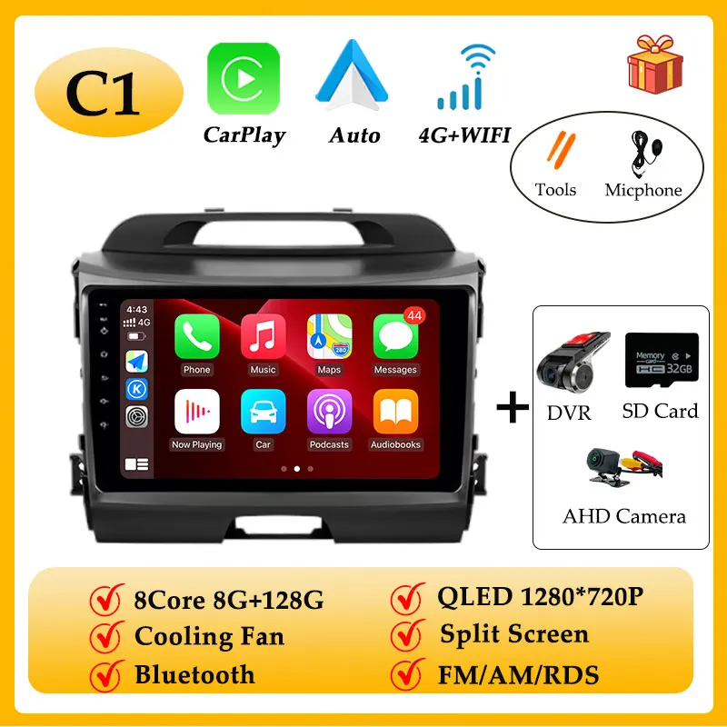 

Android 15 для Kia Sportage 3 SL 2010-2016 Автомобильный радиоприемник Видео Мультимедийный плеер Беспроводной CarPlay Разделенный экран GPS Navi DSP 2K QLED