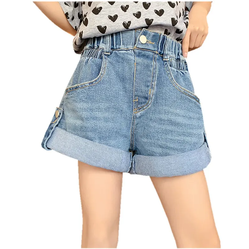 

Young Girls Denim Shorts 2022 Summer Clothes New Arrivals Children's High Waist Fashion Turnup Shorts 5 7 9 11 12 13 14Years Old