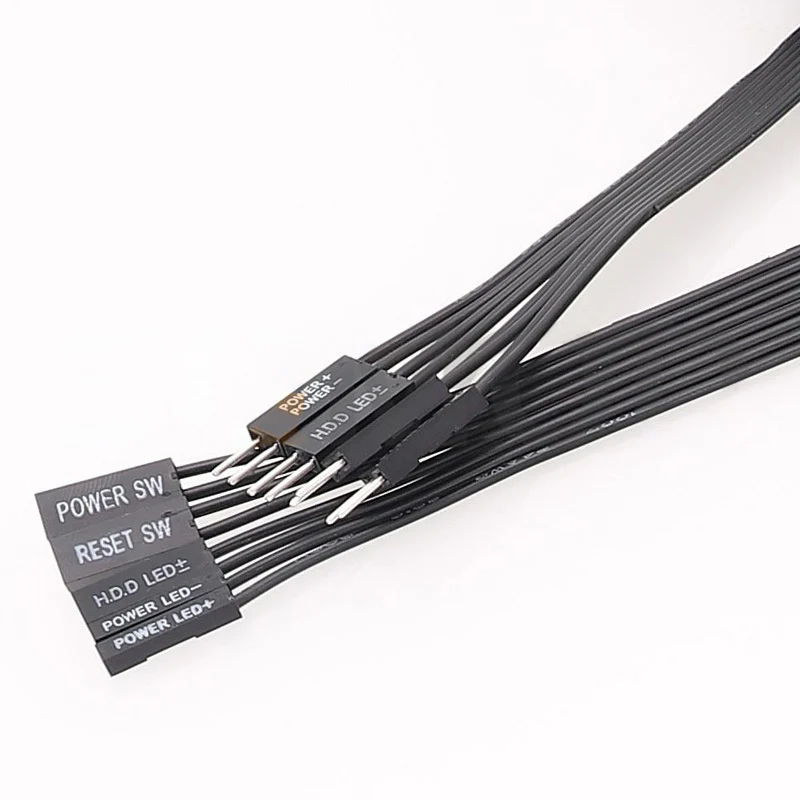 Фото Кабель-переходник для материнской платы ПК: кнопки HDD, LED, PLED, Reset, Power, удлинитель 20AWG, 20 см, соединительный провод №5