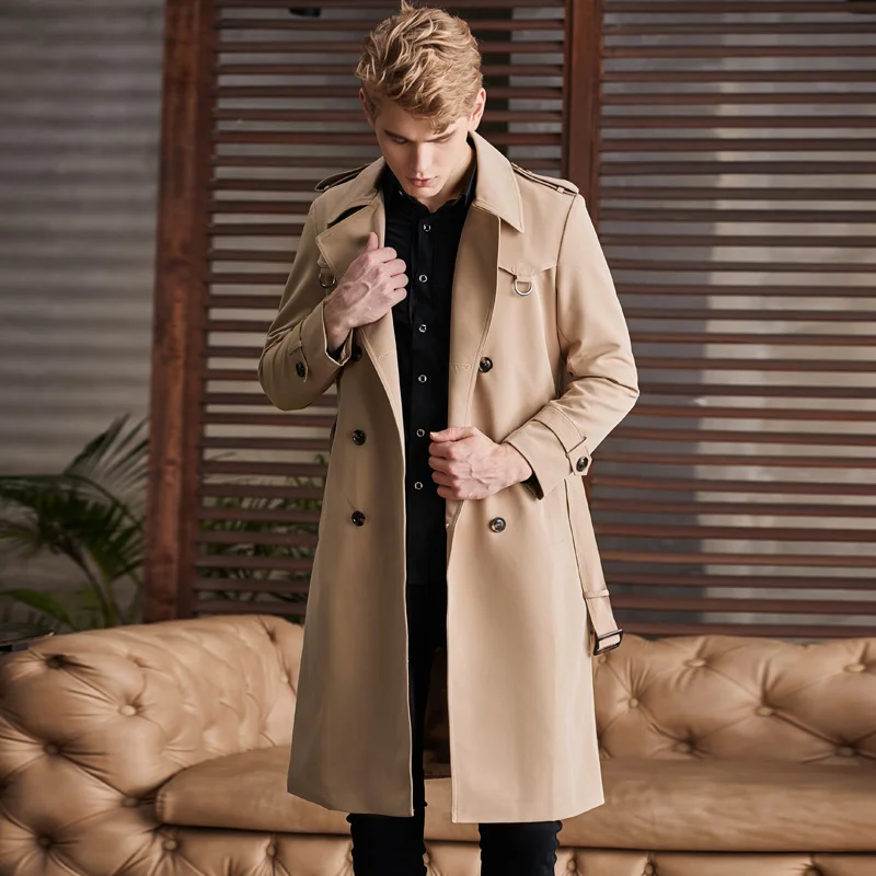 

Winter New Trench Autumn Coat Over-the-knee Windbreaker Men's Trend Loose Streetwear Oversized Casual All-match Long Jacket Tops