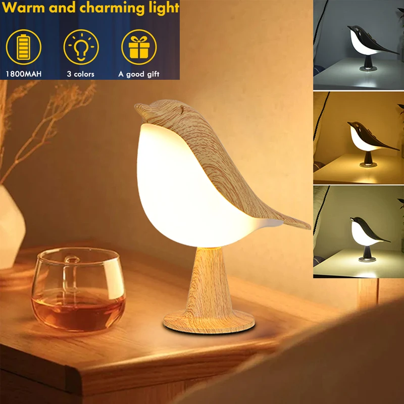 

LED Table Lamp Small Cordless Magpie Shape Aromatherapy Lamp 3 Level Brightness Aroma Diffuser Function for Bedroom Home Office