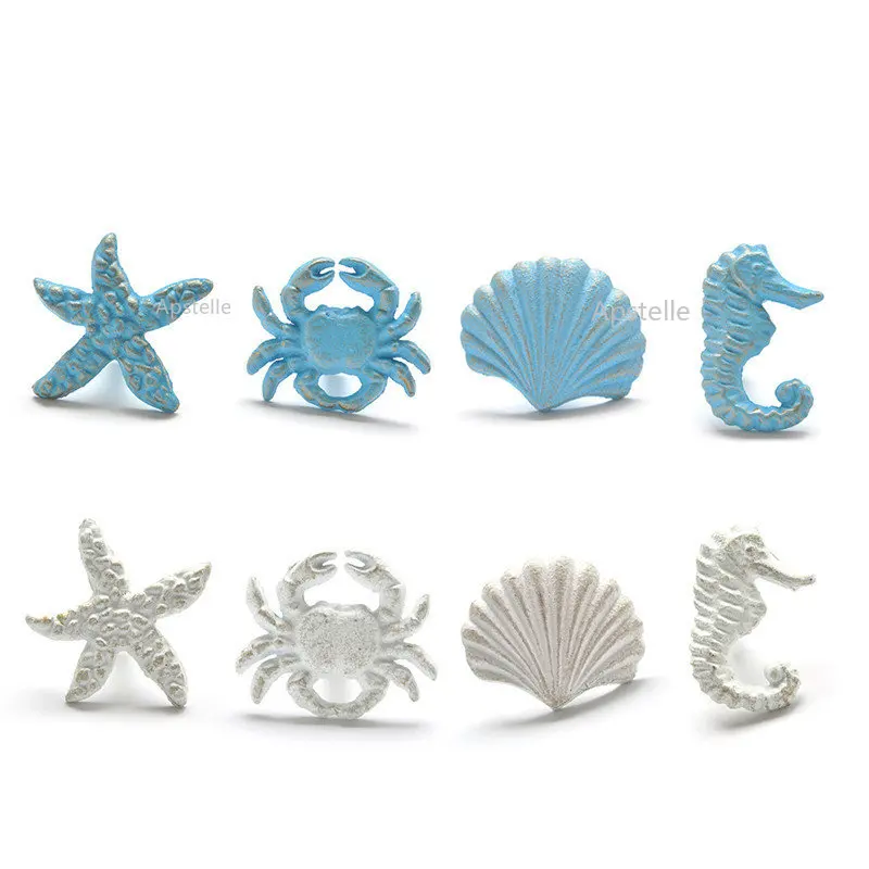 

Mediterranean Children's Room Drawer Handle Nordic Wardrobe Handle Retro Ocean Style Cast Iron Starfish Single Hole Handle