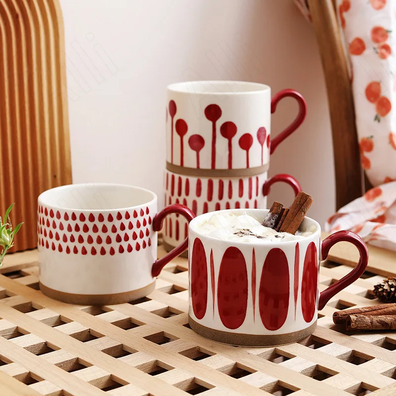 

Керамическая кружка в Европейском стиле, чашка для молока с геометрическим узором, настольная, для обеденной комнаты, послеобеденного чая, ...