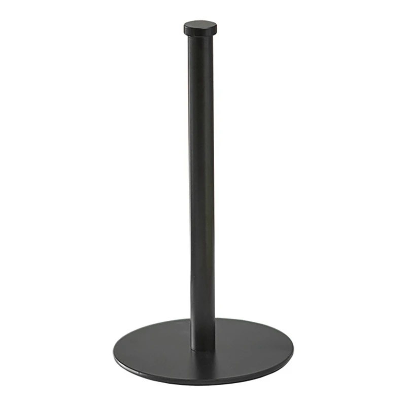 

2X Desktop Roll Paper Holder Kitchen Vertical Paper Holder Stainless Steel Paper Towel Holder Black