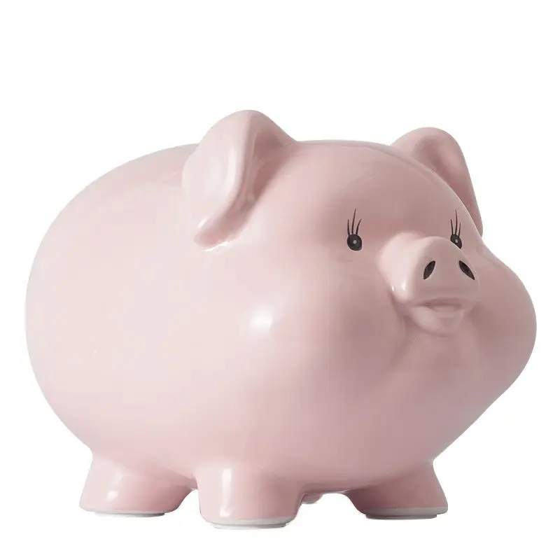 

Ceramic Piggy Bank Pig Safe Money Box Large Children's Paper Money and Coins Cash Box Saving Mealheiro Home Decoration FP035