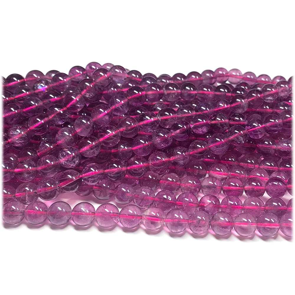 Натуральные фиолетовые розовые флюоритовые круглые бусины Veemake полудрагоценные
