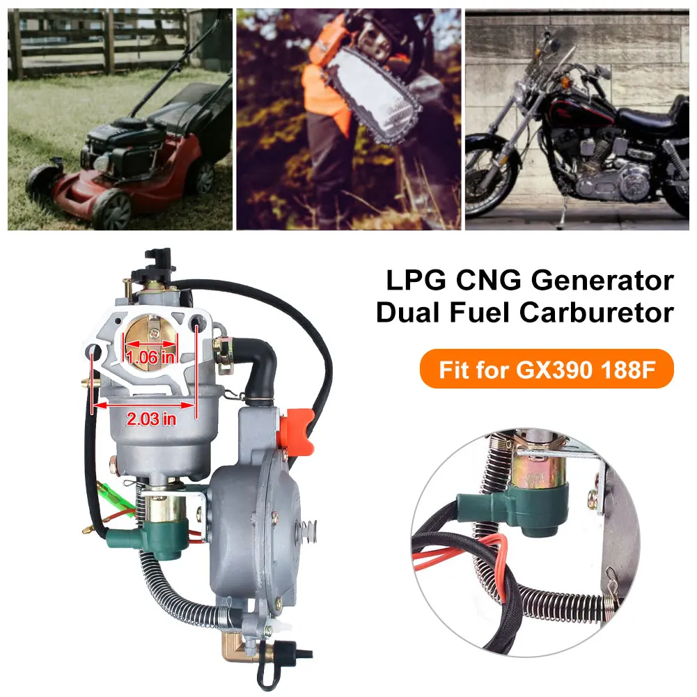 

LPG CNG Generator Garden Tool Accessories For GX390 188F Manual Choke 4.5‑5.5KW High Efficency Carburettor Tool Parts