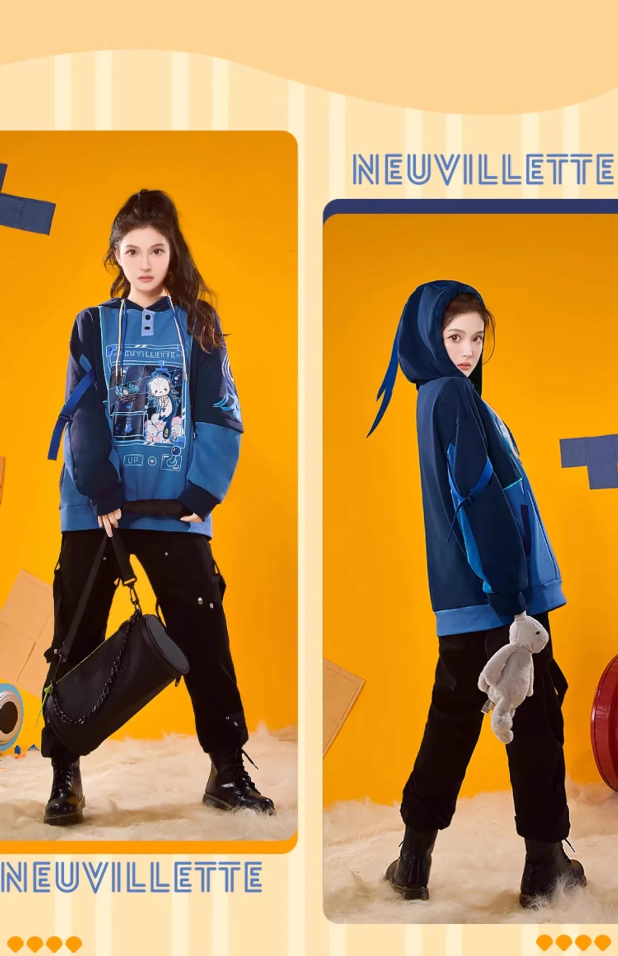 Толстовка с капюшоном Genshin Impact в стиле пэчворк Neuvillette Focalors пуловеры для косплея