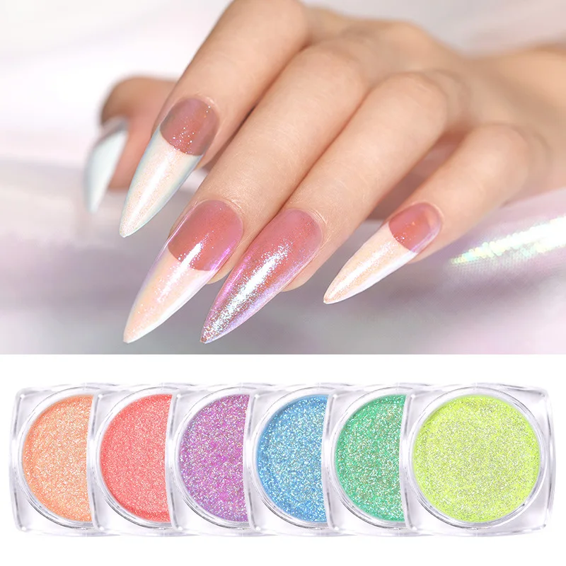 

Mirror Pigment Shiny Chrome Holographic Laser Nail Glitter Powder Aurora Chameleon Candy Color Nail Decoration Manicure