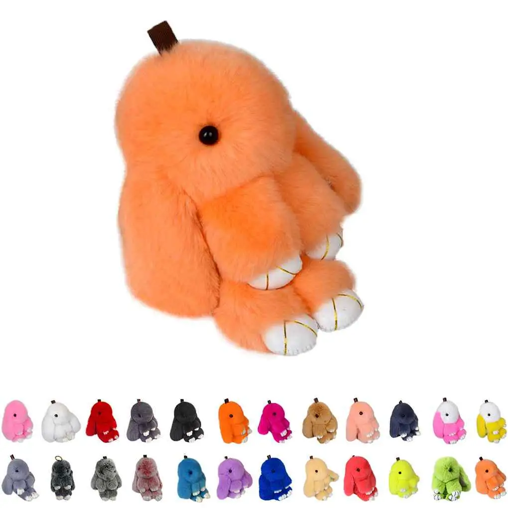 

13cm Rex Rabbit Doll Key Chains Bunny Rabbit Pompom Fur Keychain Handbag Doll