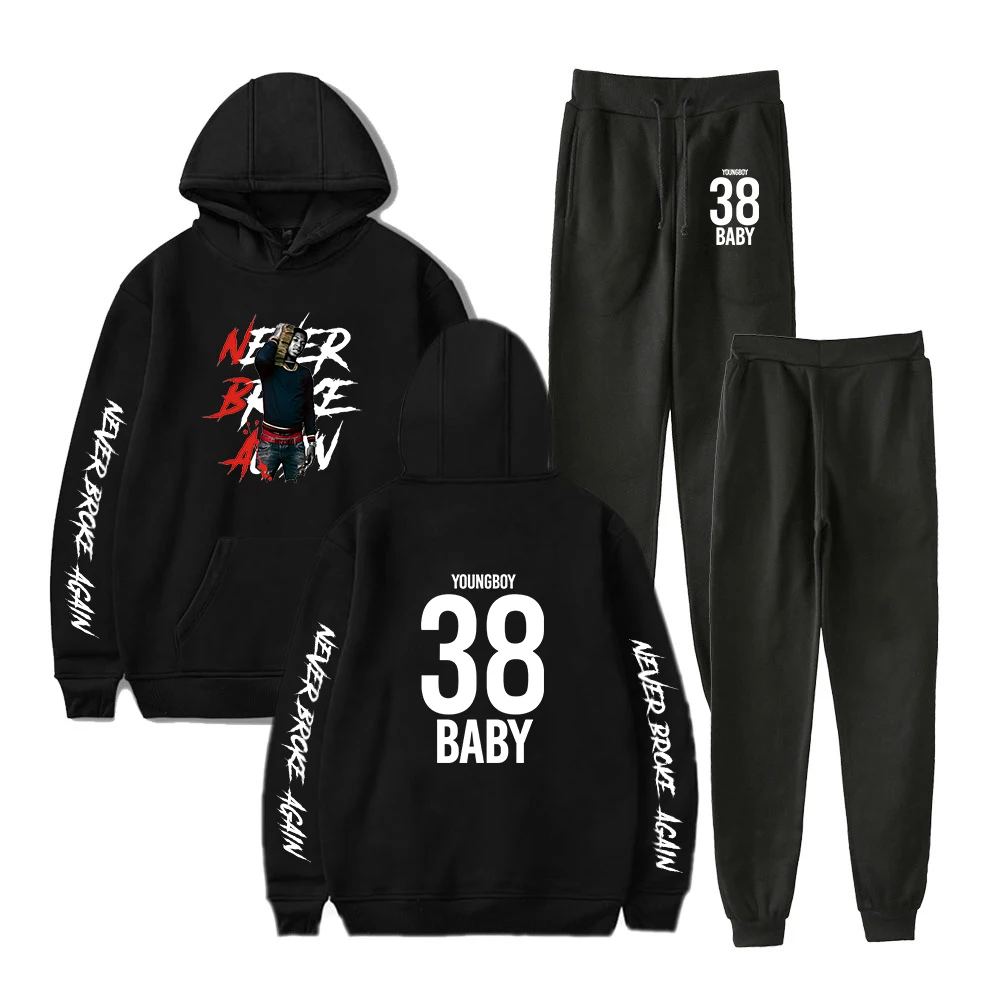 YoungBoy Never Broke Again Merch Two Piece Set Hoodie+Jogger Pant Harajuku Streetwear YoungBoy Clothes Men Women's Suit