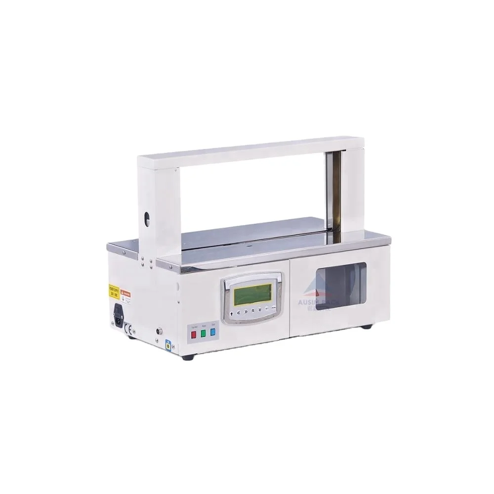 

Automatic tape strapping machine table top paper and plastic OPP film banding machine