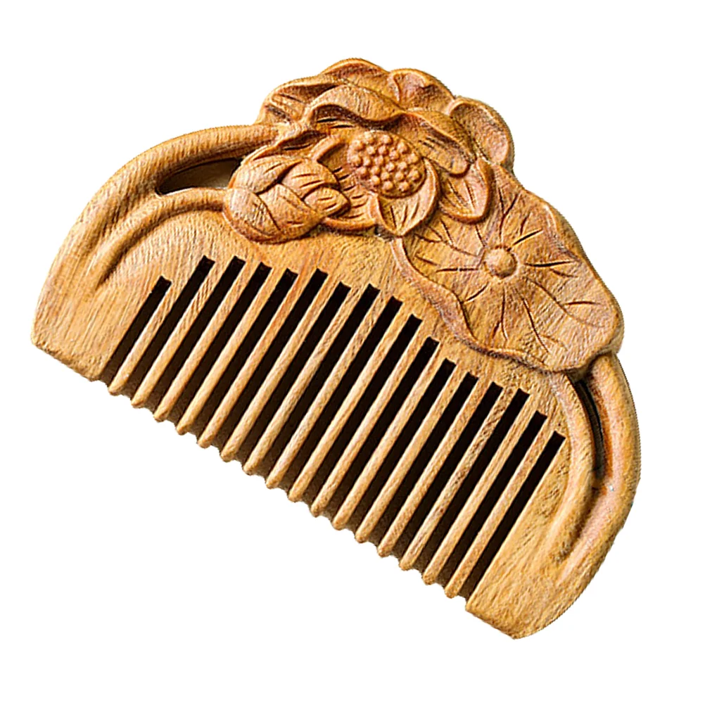 

Wooden Comb Hair Teasing Carved Sandal Sandalwood Care Brush Lettering Massage Green For women