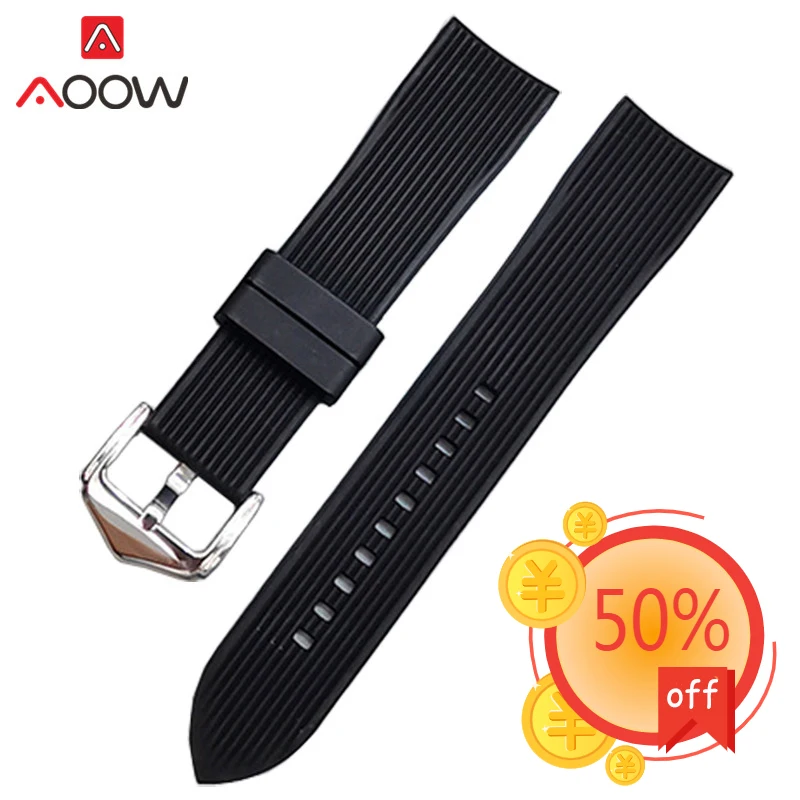 

Ремешок полосатый из нержавеющей стали для мужчин и женщин, резиновый быстросъемный спортивный сменный Браслет для наручных часов, 20 мм 22 м...