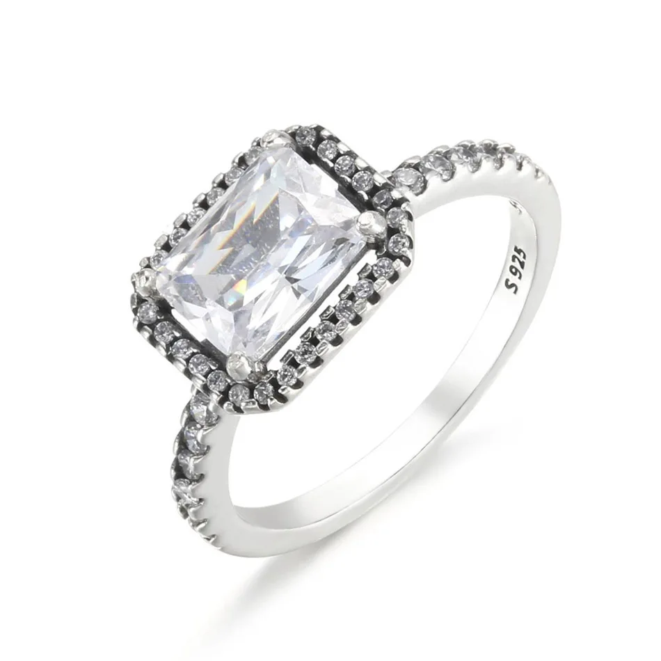 

Женское кольцо с квадратным кристаллом, из серебра 925 пробы