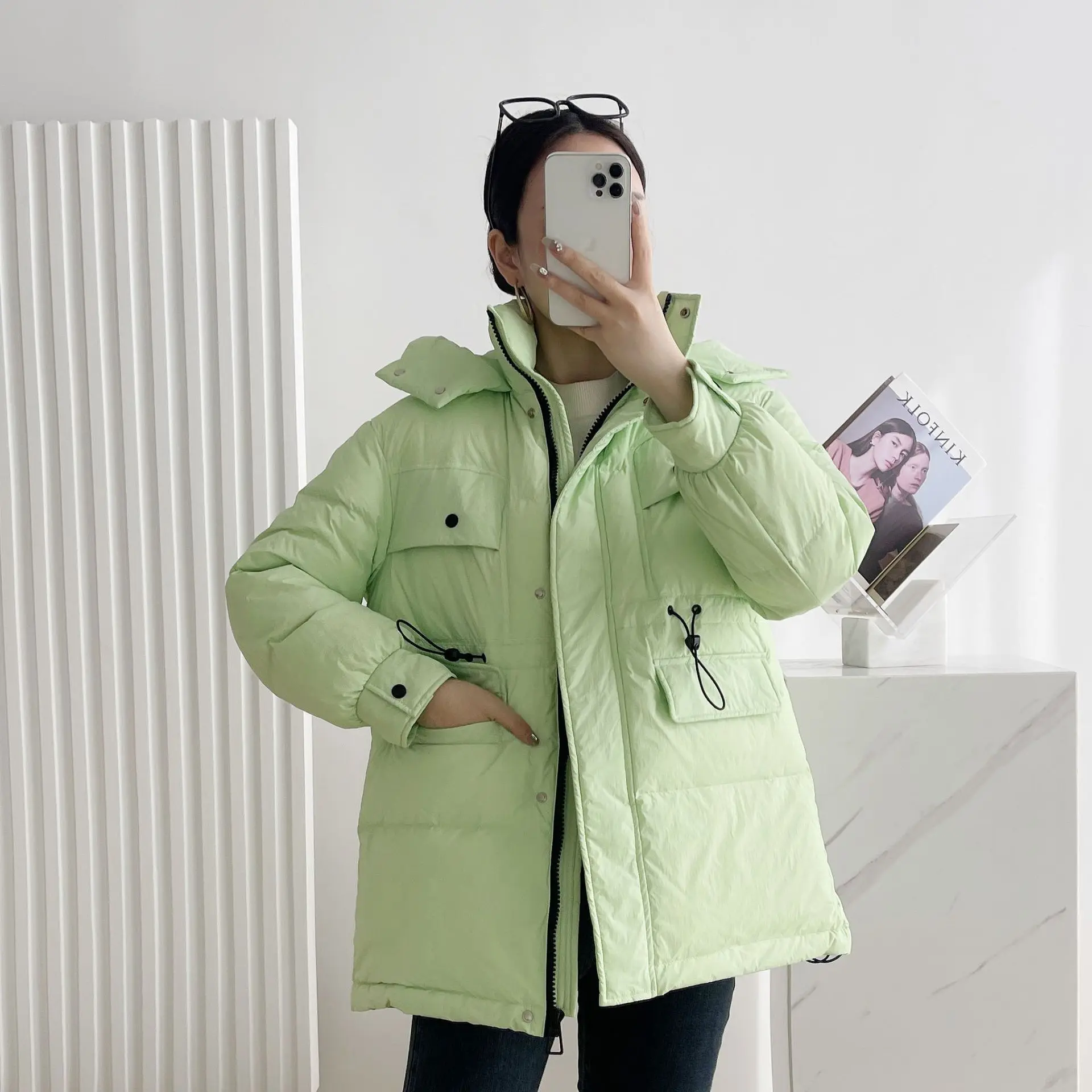 Down Jacket Female Explosive High Product Medium-Length Candy-Colored Bread Clothes 2022 Winter New Warm Light Luxury Jacket