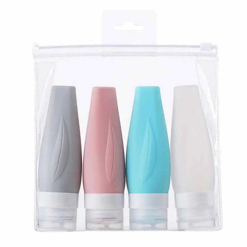 

Travel Shampoo And Conditioner Bottles 4pcs/Set Silicone Liquid Container Anti-Leak Bottle Refillable Shampoo Containers