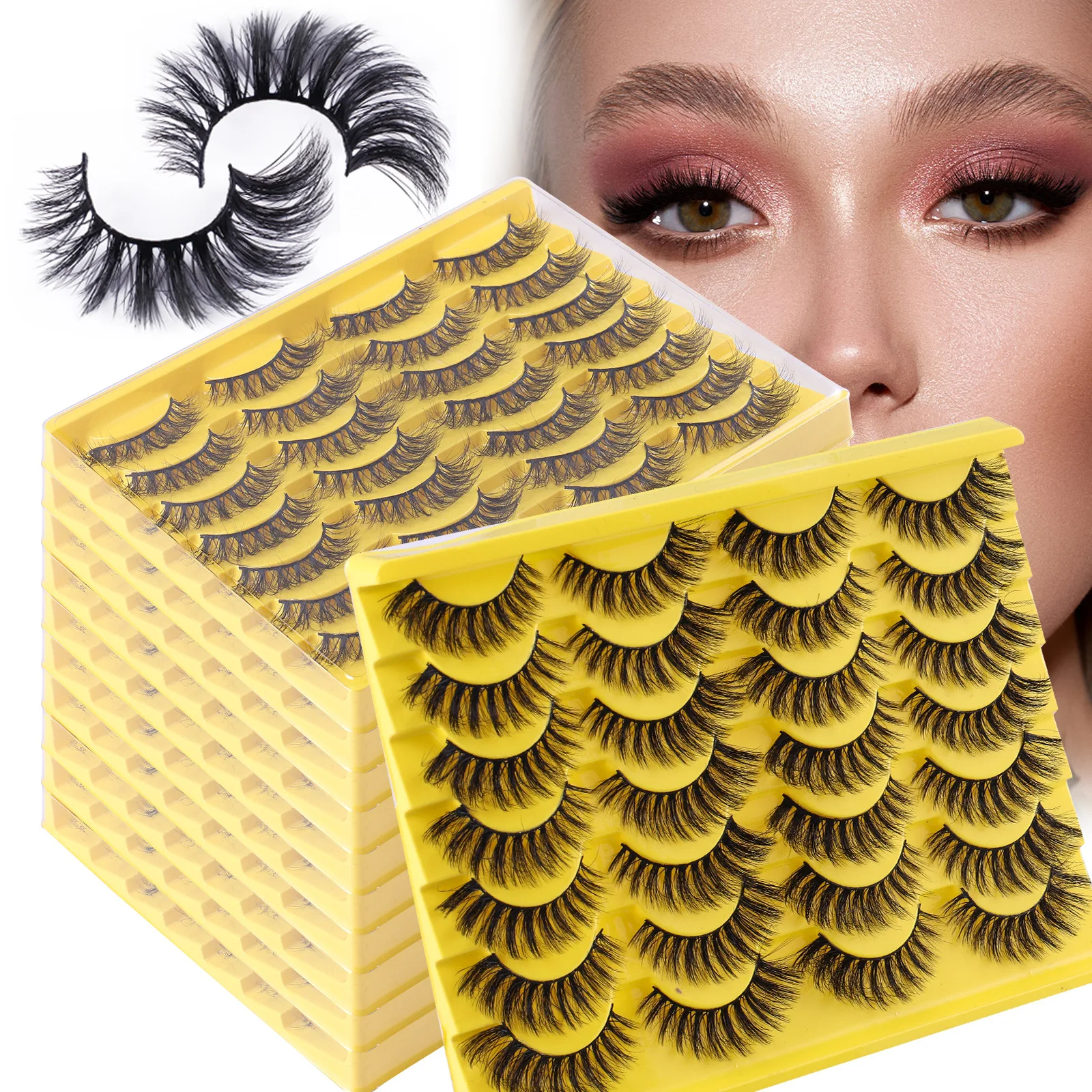 

14 Pairs 8D mink lashes extension supplies faux cils korean makeup soft fluffy thick curling cosplay manga long false eyelashes