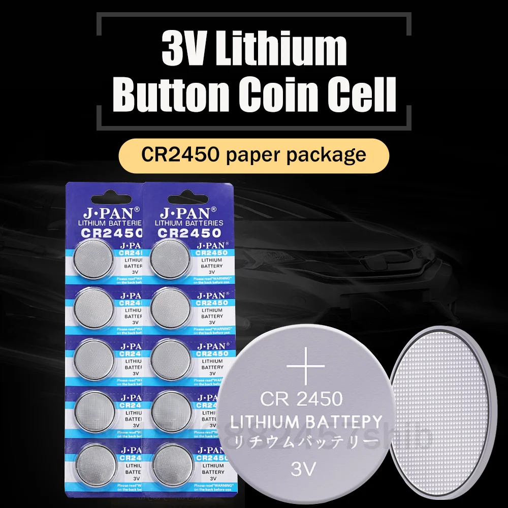 

Original CR2450 CR 2450 3V Lithium Battery DL2450 BR2450 LM2450 Toy Car Key Remote Control Watch LED Light Button Coin Cells