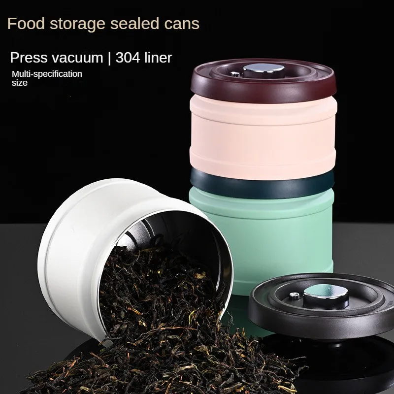 

Coffee Bean Jar Stainless Steel Airtight Coffee Container Storage Vacuum Candy Tea Cans Keep Fresh Canister Tank Kitchen Storage