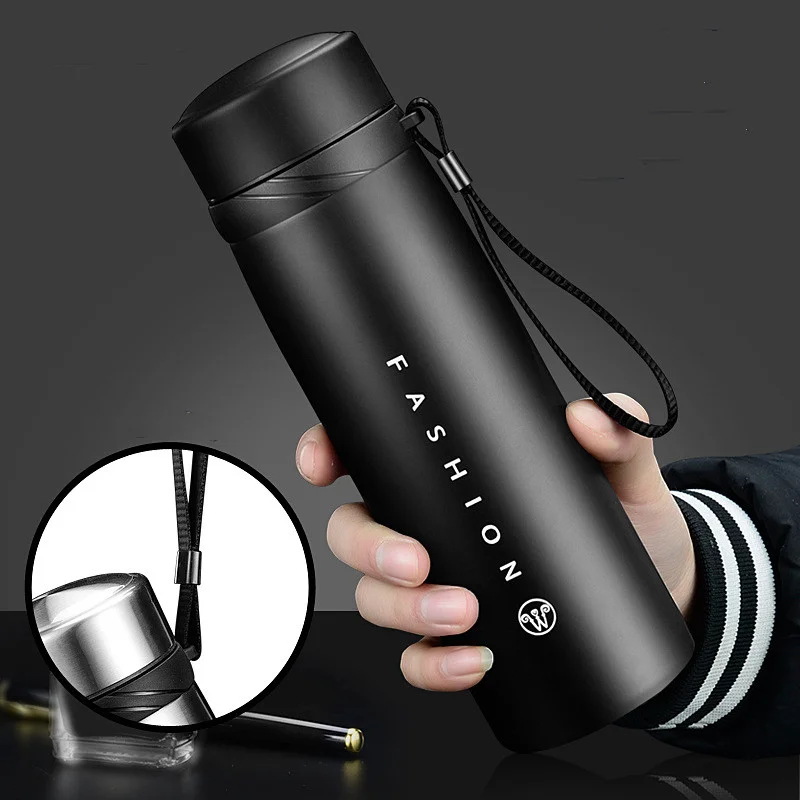 

650Ml/1100Ml Large Capacity Thermos Mug with Filter Stainless Steel Sports Insulated Vacuum Flask Portable Tumbler Bottle